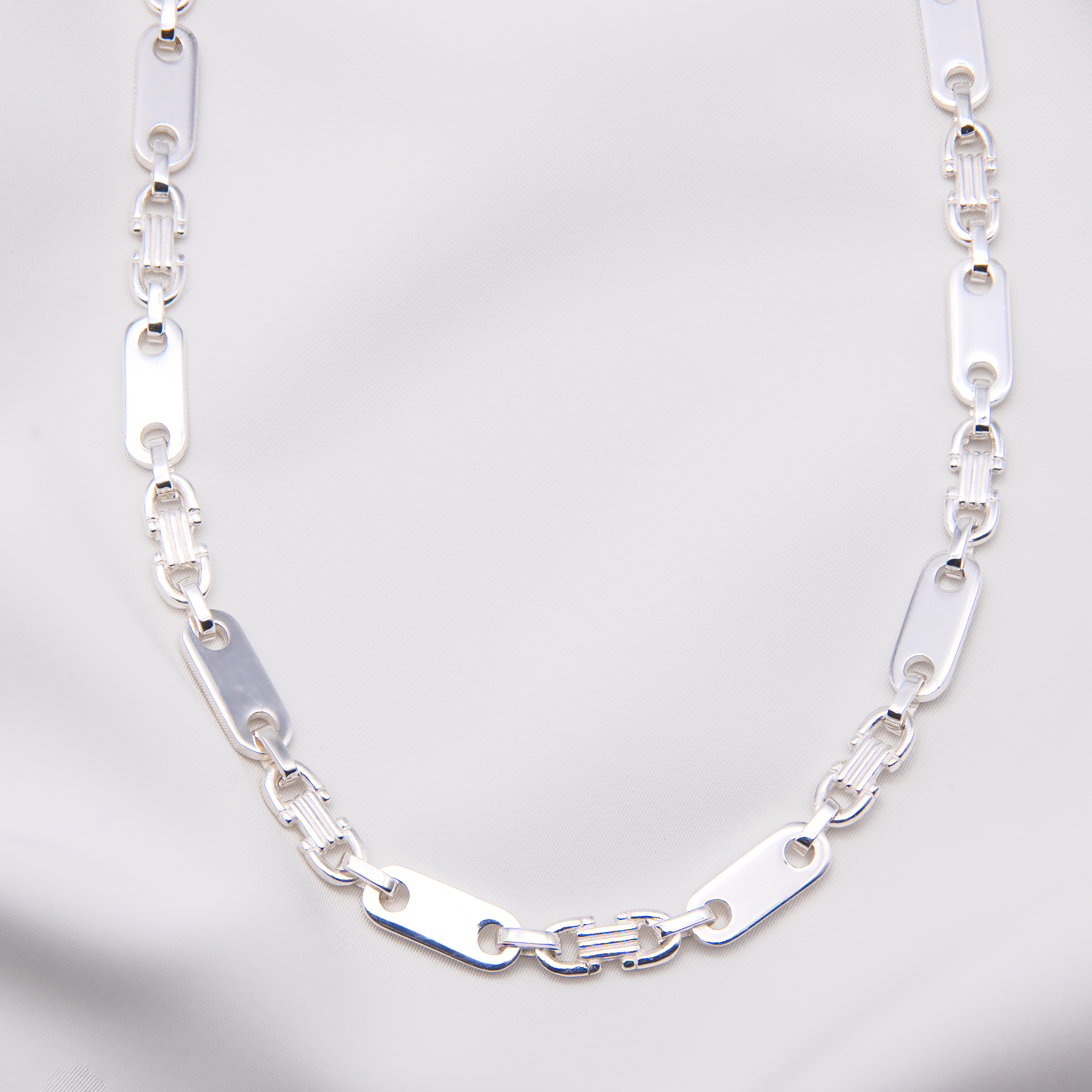 Plattenkette Chain Halskette 6,7 mm - 925 Sterling Silber